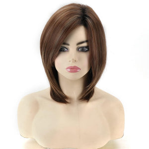 Grey Bob Short Wigs with Bangs Straight Bob Haircuts Heat Synthetic Wigs - Wigtrends