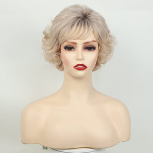 Grey Curly Bob Wigs for Women Short Wavy Silver Wig Old Lady Synthetic Wig - Wigtrends