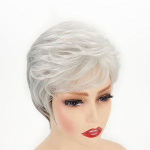 Grey Curly Bob Wigs for Women Short Wavy Silver Wig Old Lady Synthetic Wig - Wigtrends