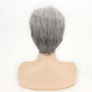 Grey Curly Bob Wigs for Women Short Wavy Silver Wig Old Lady Synthetic Wig - Wigtrends