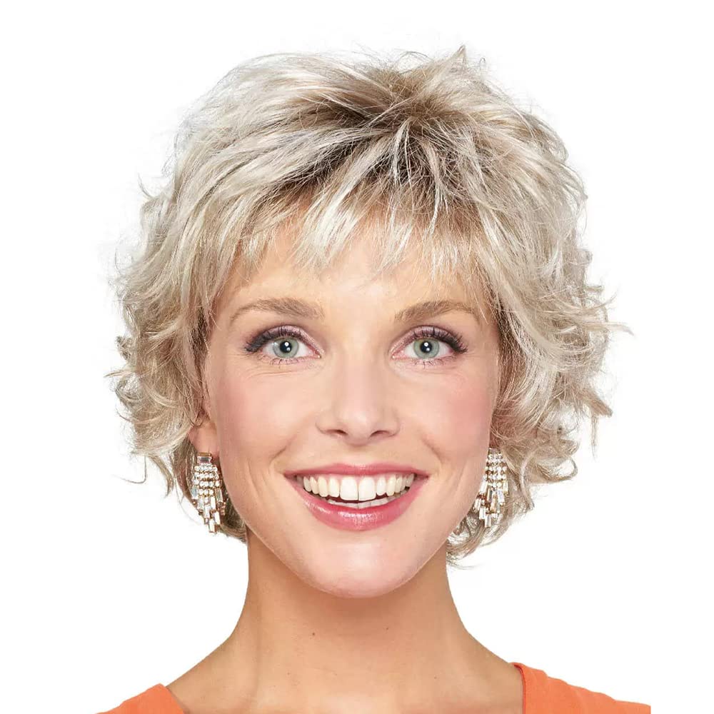 Grey Curly Bob Wigs for Women Short Wavy Silver Wig Old Lady Synthetic Wig - Wigtrends