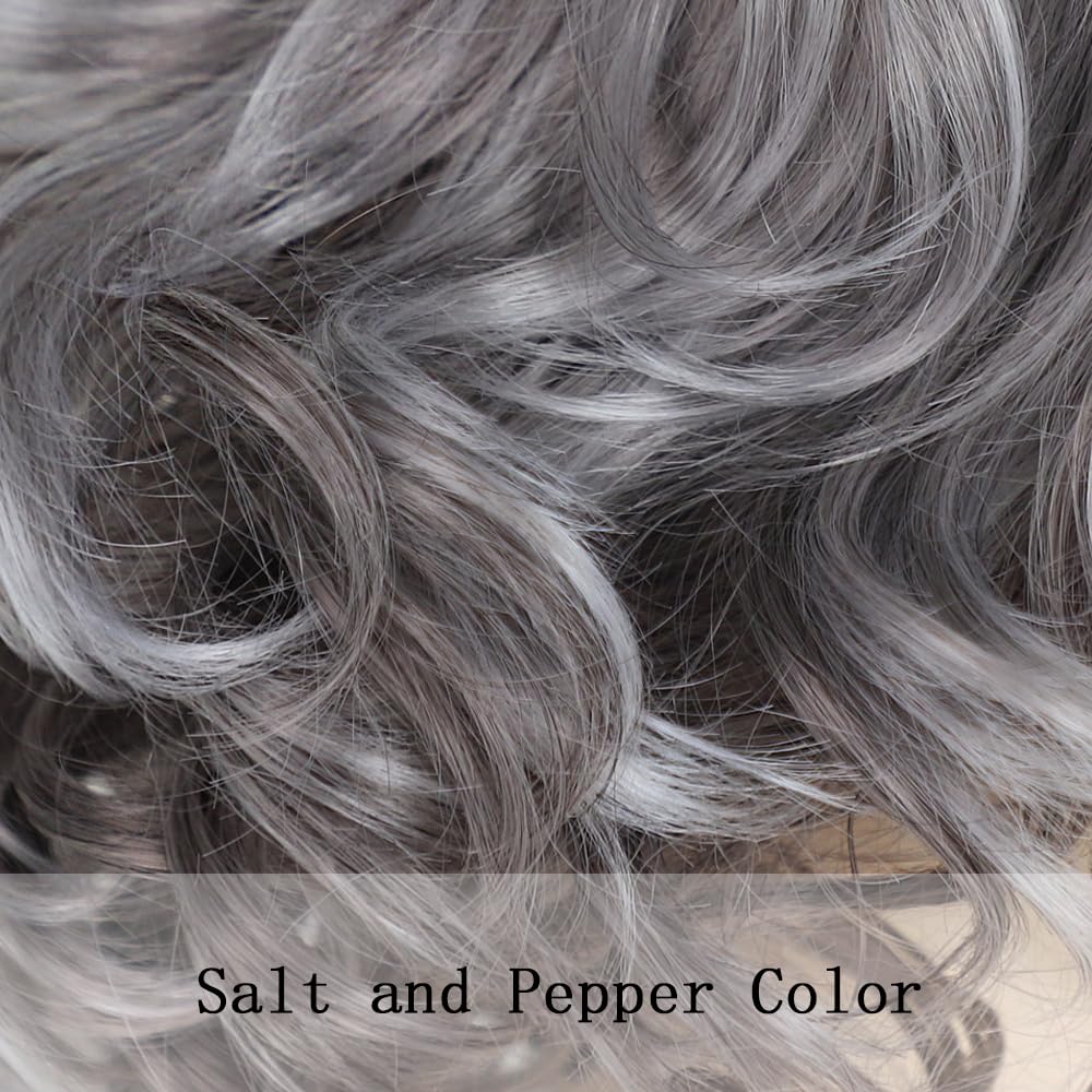 Grey Curly Bob Wigs for Women Short Wavy Silver Wig Old Lady Synthetic Wig - Wigtrends