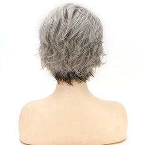 Grey Curly Bob Wigs for Women Short Wavy Silver Wig Old Lady Synthetic Wig - Wigtrends