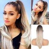 Grey Drawstring Ponytail Salt and Pepper Pony Tails Hair Extensions for Black Women 18inch Synthetic Curly Ponytails Extension Clip in on Hair Pieces for Women - Wigtrends