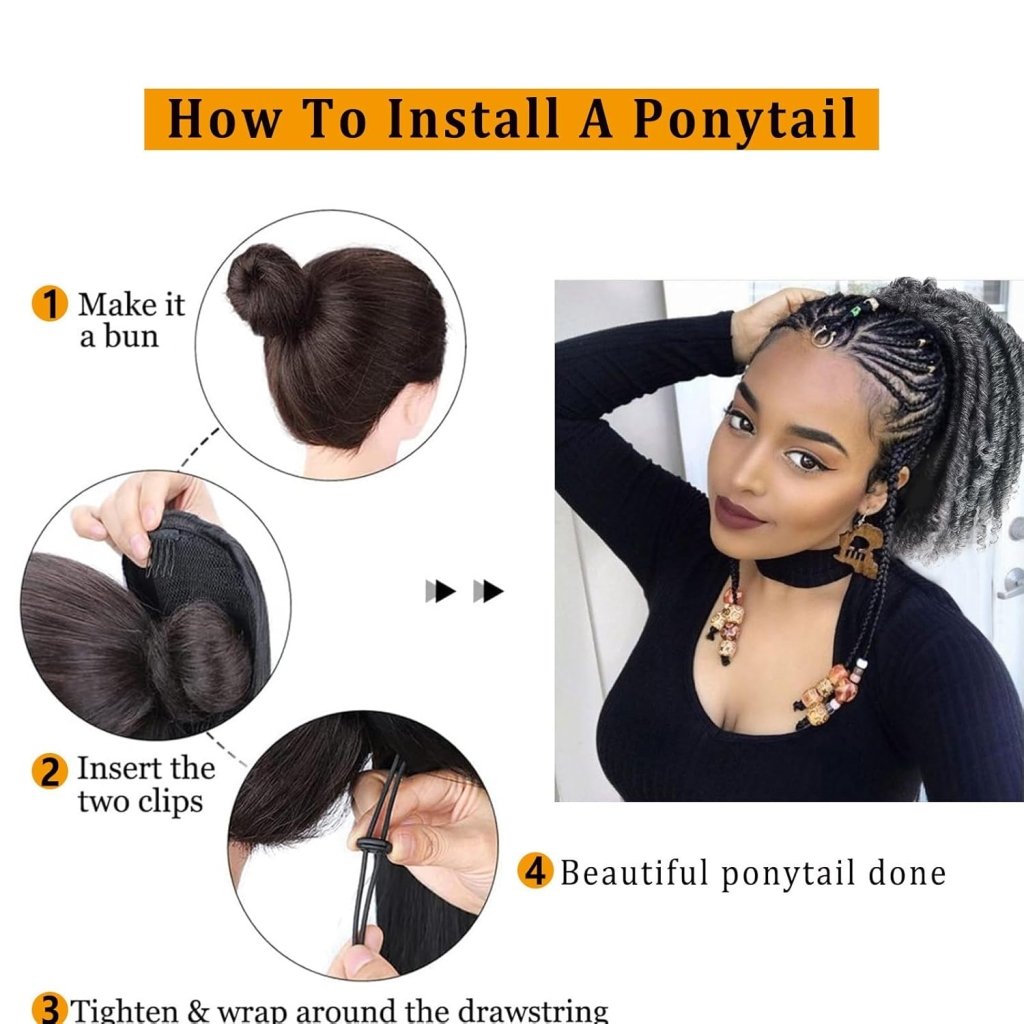 Grey Drawstring Ponytail Salt and Pepper Pony Tails Hair Extensions for Black Women 18inch Synthetic Curly Ponytails Extension Clip in on Hair Pieces for Women - Wigtrends