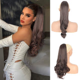 Grey Drawstring Ponytail Salt and Pepper Pony Tails Hair Extensions for Black Women 18inch Synthetic Curly Ponytails Extension Clip in on Hair Pieces for Women - Wigtrends