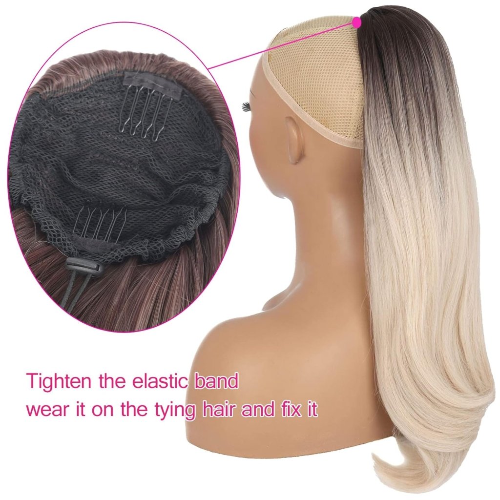 Grey Drawstring Ponytail Salt and Pepper Pony Tails Hair Extensions for Black Women 18inch Synthetic Curly Ponytails Extension Clip in on Hair Pieces for Women - Wigtrends