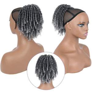 Grey Drawstring Ponytail Salt and Pepper Pony Tails Hair Extensions for Black Women 18inch Synthetic Curly Ponytails Extension Clip in on Hair Pieces for Women - Wigtrends