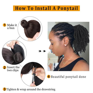 Grey Drawstring Ponytail Salt and Pepper Pony Tails Hair Extensions for Black Women 18inch Synthetic Curly Ponytails Extension Clip in on Hair Pieces for Women - Wigtrends