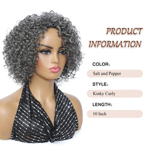 Grey Human Hair Wig for Women Layered Salt and Pepper Pixie Cut Wigs - Wigtrends