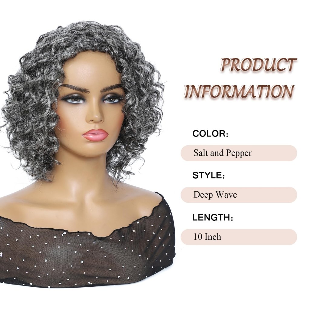 Grey Human Hair Wig for Women Layered Salt and Pepper Pixie Cut Wigs - Wigtrends