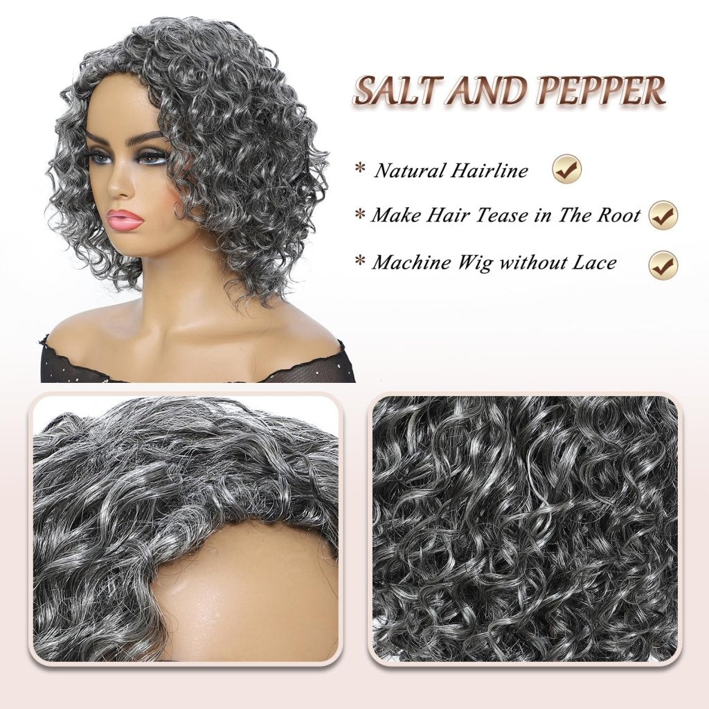 Grey Human Hair Wig for Women Layered Salt and Pepper Pixie Cut Wigs - Wigtrends