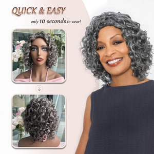 Grey Human Hair Wig for Women Layered Salt and Pepper Pixie Cut Wigs - Wigtrends