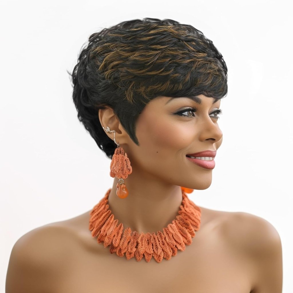 Grey Pixie Wigs for Black Women Grey Pixie Cut Short Wavy Layered Human Hair Wigs - Wigtrends