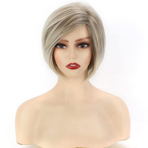 Grey Wigs for White Women Medium Length Layered Silver Gray Wavy Wig Salt and Pepper Wigs for Women - Wigtrends