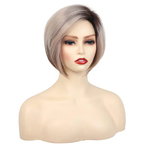 Grey Wigs for White Women Medium Length Layered Silver Gray Wavy Wig Salt and Pepper Wigs for Women - Wigtrends