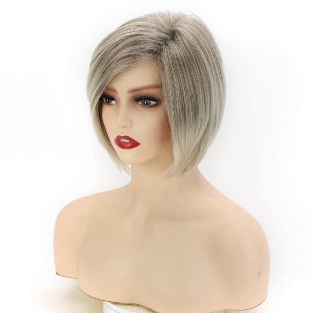 Grey Wigs for White Women Medium Length Layered Silver Gray Wavy Wig Salt and Pepper Wigs for Women - Wigtrends