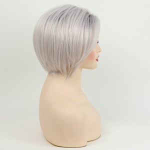 Grey Wigs for White Women Medium Length Layered Silver Gray Wavy Wig Salt and Pepper Wigs for Women - Wigtrends