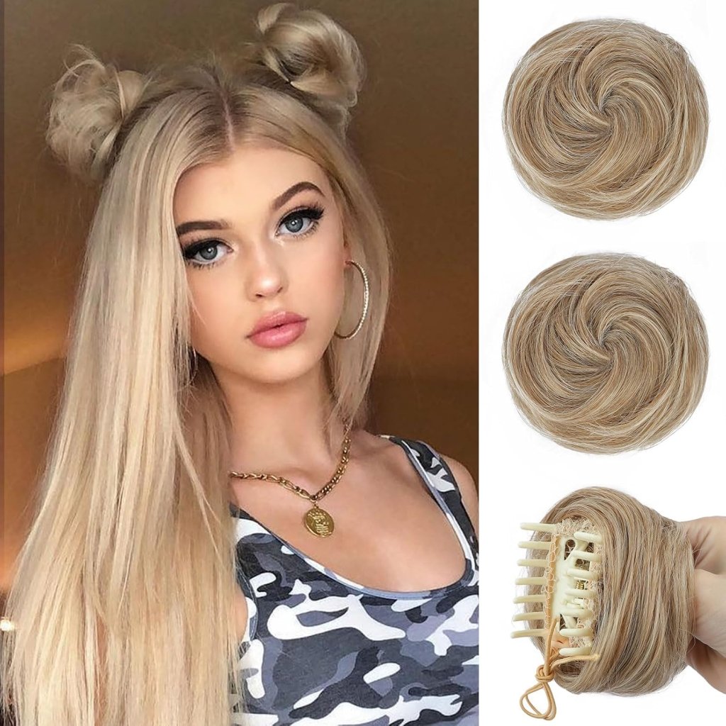 Hair Pieces 2PCS Claw Clip in Hair Bun Mini Bun Human Hair Wigs Scrunchies Extension - Wigtrends