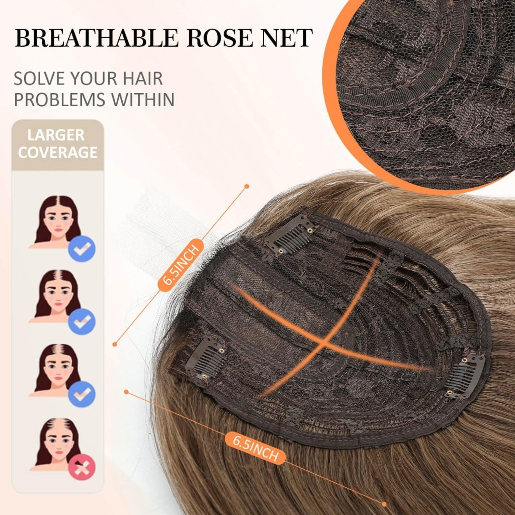 Hair Topper 18 Inch for Women Hair Piece with Thinning Hair with Dark Root - Wigtrends