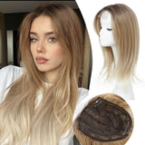 Hair Topper 18 Inch for Women Hair Piece with Thinning Hair with Dark Root - Wigtrends