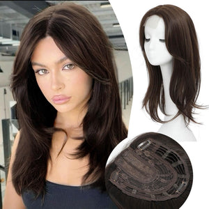 Hair Topper 18 Inch for Women Hair Piece with Thinning Hair with Dark Root - Wigtrends