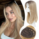 Hair Topper 18 Inch for Women Hair Piece with Thinning Hair with Dark Root - Wigtrends