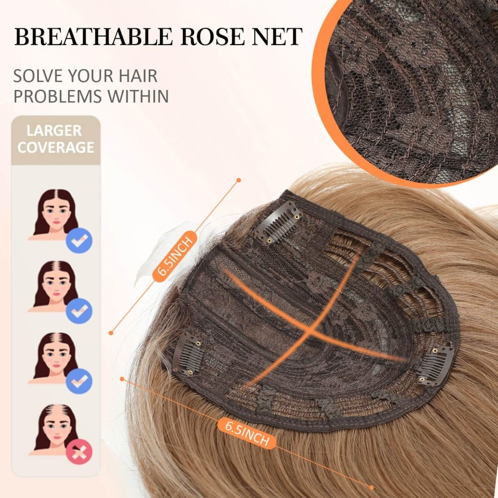 Hair Topper 18 Inch for Women Hair Piece with Thinning Hair with Dark Root - Wigtrends