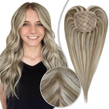 Hair Topper 5"*5" Base Real Human Hair Highlight Blonde Wigs Hair Piece - Wigtrends