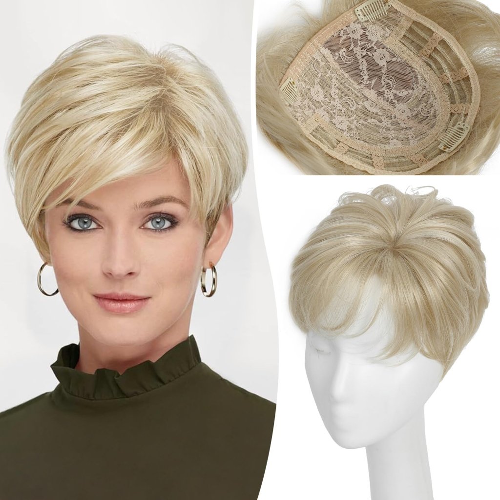 Hair Topper Short Pixie Cut Pieces for Women with Thinning Human Hair Wigs - Wigtrends