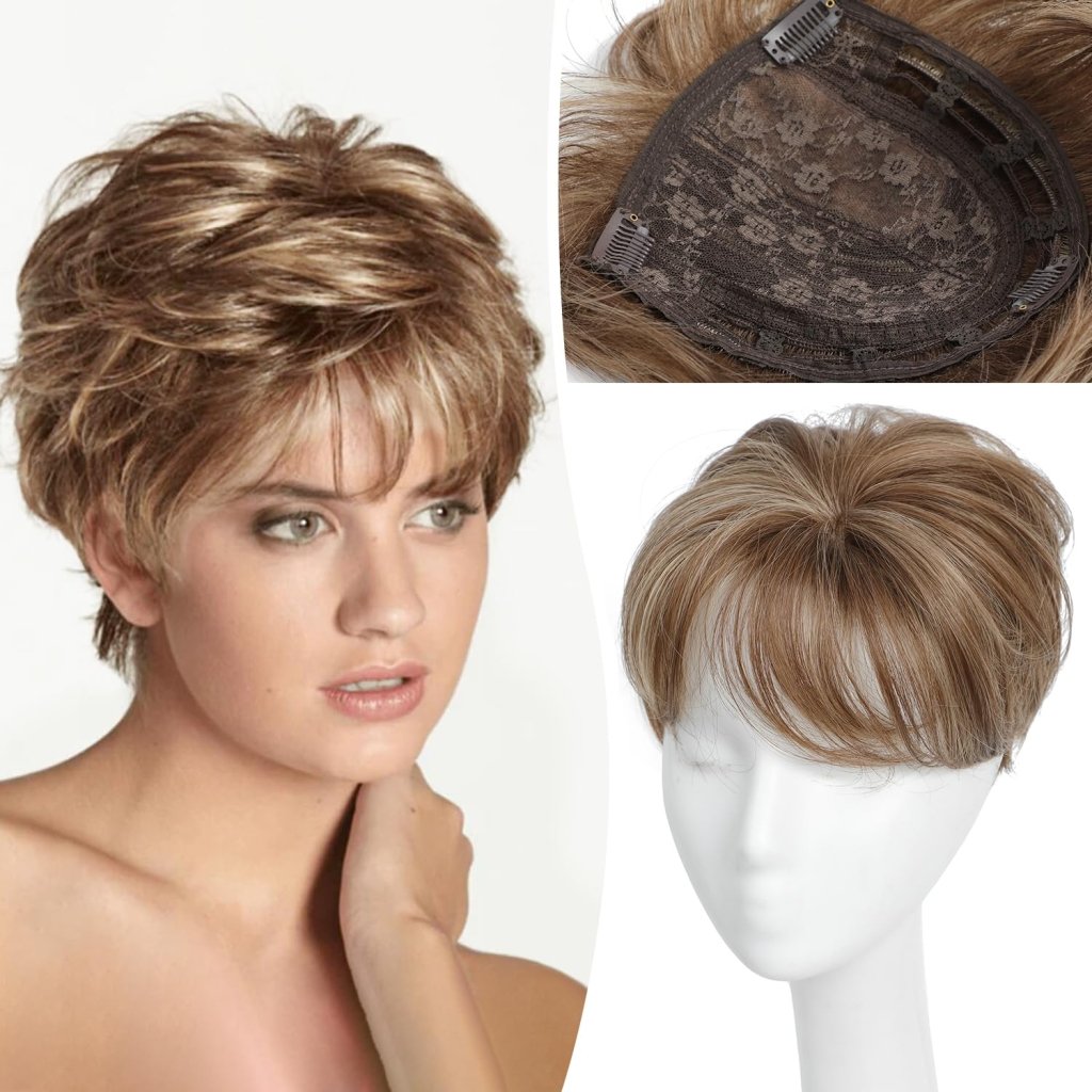 Hair Topper Short Pixie Cut Pieces for Women with Thinning Human Hair Wigs - Wigtrends