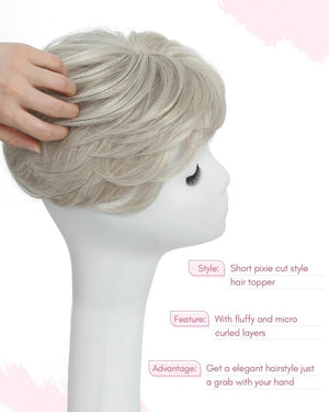 Hair Topper Short Pixie Cut Pieces for Women with Thinning Human Hair Wigs - Wigtrends