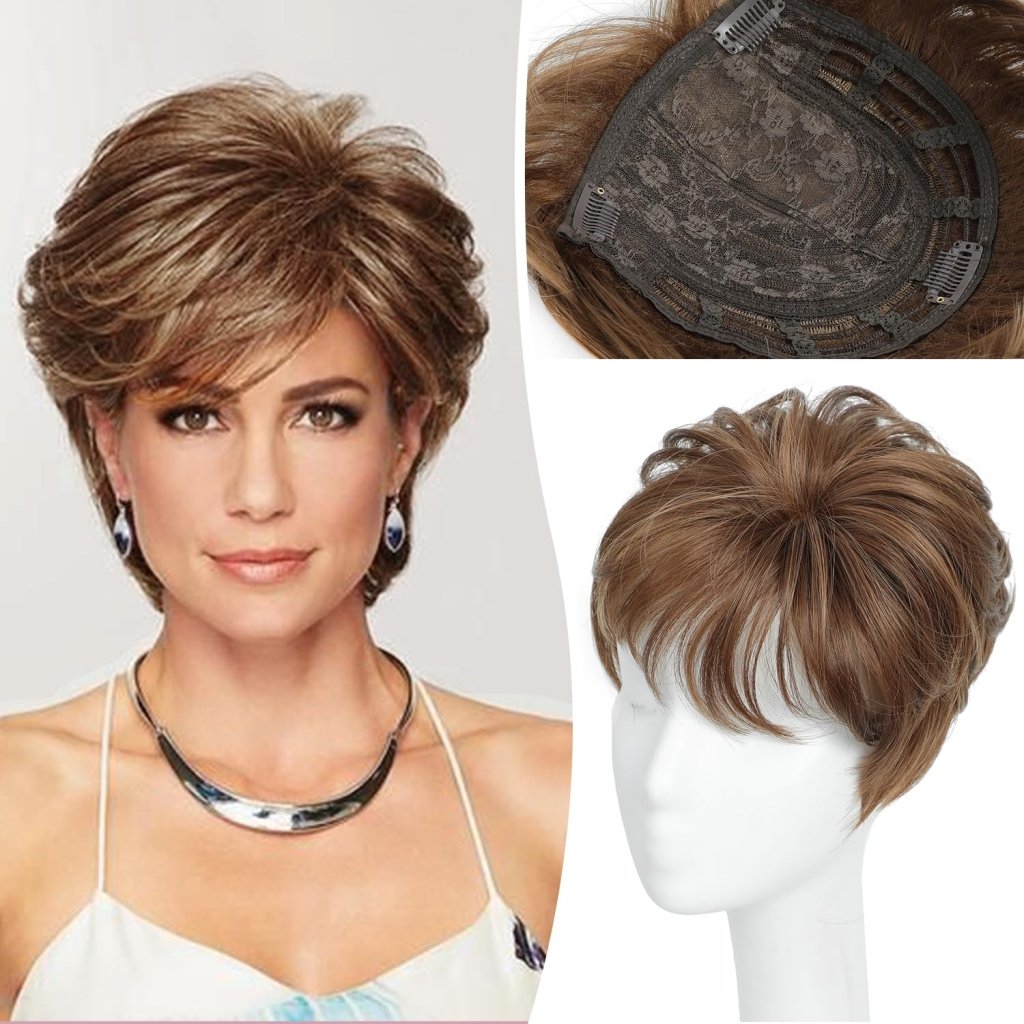 Hair Topper Short Pixie Cut Pieces for Women with Thinning Human Hair Wigs - Wigtrends