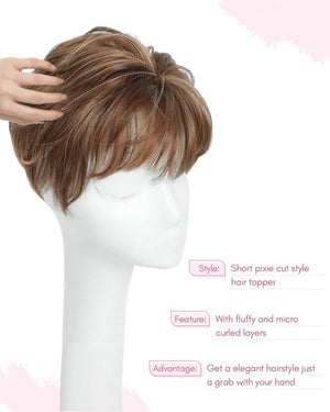 Hair Topper Short Pixie Cut Pieces for Women with Thinning Human Hair Wigs - Wigtrends