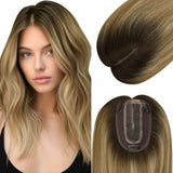 Hair Topper Virgin Hair Piece Topper Balayage Brown - Wigtrends