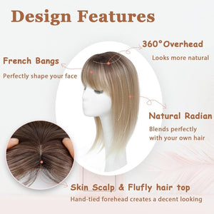 Hair Topper with Bangs Hair Clip 360° 3D Cover Fluffy Wigs Hair Piece with Thinning Hair - Wigtrends