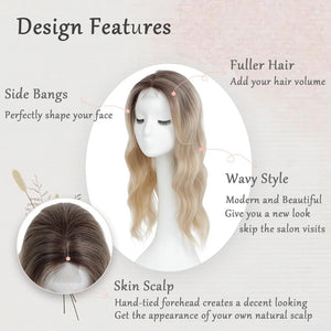 Hair Topper with Bangs Hair Clip 360° 3D Cover Hair Toppers Hair Pieces for Women with Thinning Hair - Wigtrends