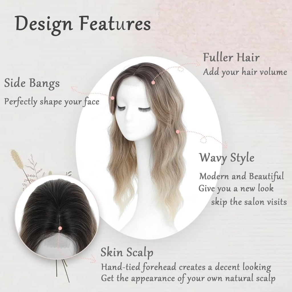 Hair Topper with Bangs Hair Clip 360° 3D Cover Hair Toppers Hair Pieces for Women with Thinning Hair - Wigtrends