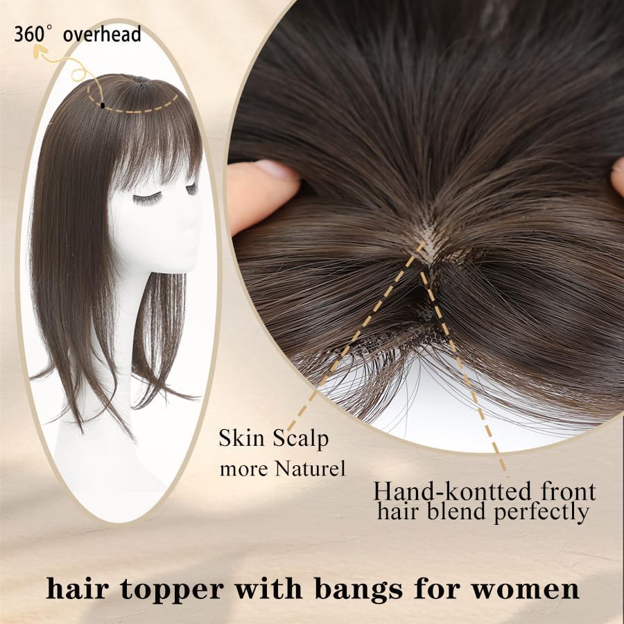 Hair Toppers for Women 360 3D Cover with Bang Hair Clip Hair Pieces - Wigtrends