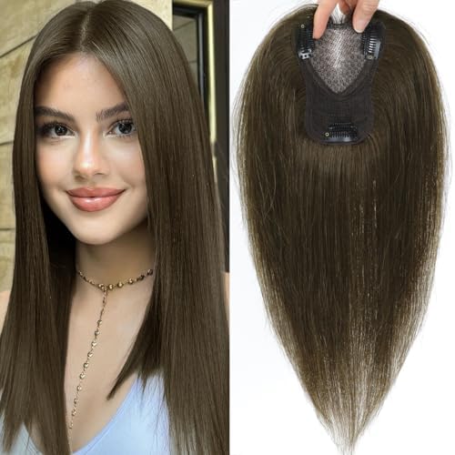 Hair Toppers for Women Real Human Hair 360° No Bangs Upgrade Lace Base Human Hair Toppers - Wigtrends