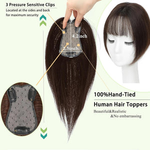 Hair Toppers for Women Real Human Hair 360°3D Bangs Hair Clip with Thinning Hair Realistic Scalp Line Hair Topper - Wigtrends