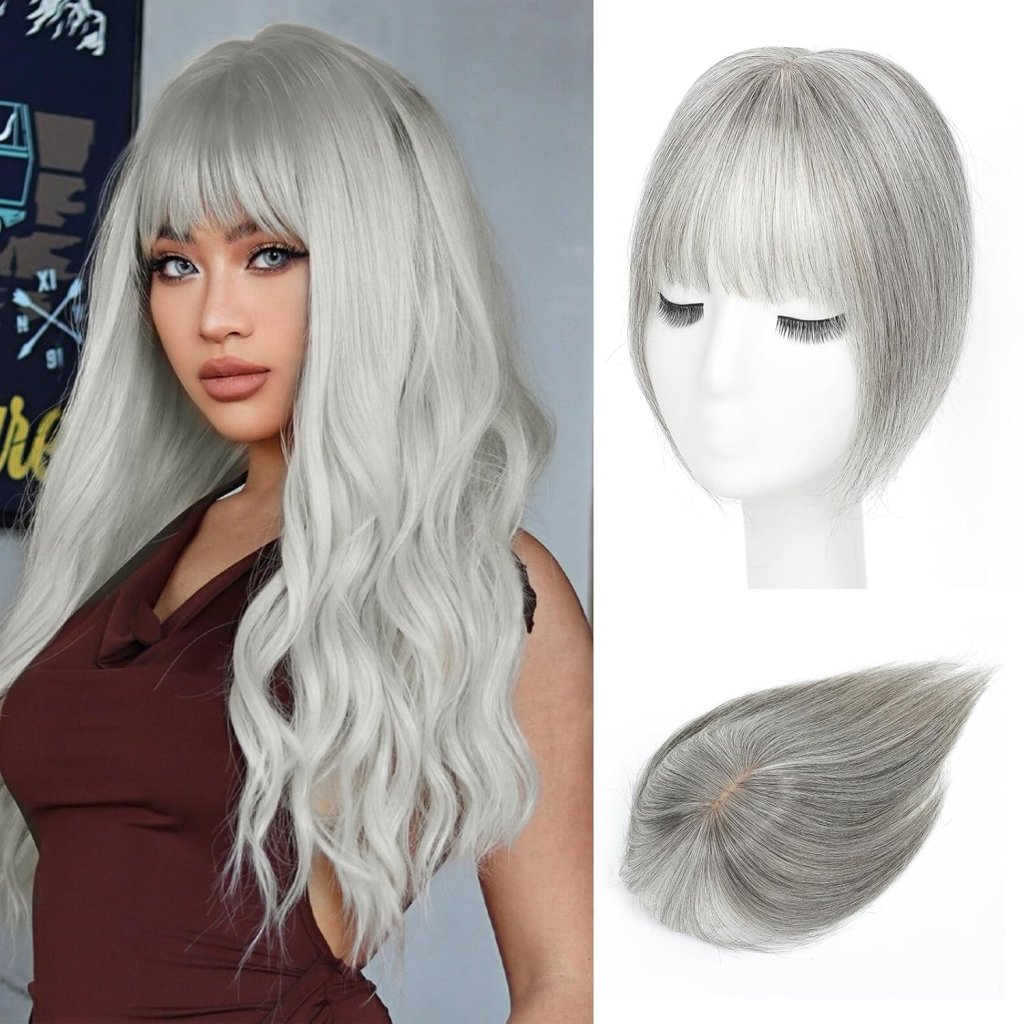 Hair Toppers for Women Real Human Hair 360°3D Bangs Hair Clip with Thinning Hair Realistic Scalp Line Hair Topper - Wigtrends