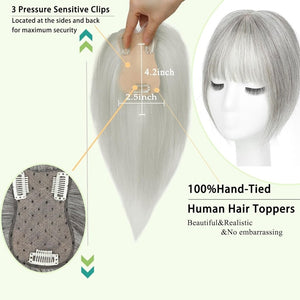 Hair Toppers for Women Real Human Hair 360°3D Bangs Hair Clip with Thinning Hair Realistic Scalp Line Hair Topper - Wigtrends