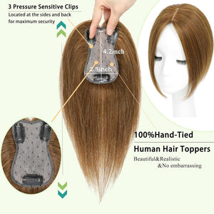 Hair Toppers for Women Real Human Hair 360°3D Bangs Hair Clip with Thinning Hair Realistic Scalp Line Hair Topper - Wigtrends