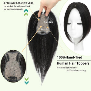 Hair Toppers for Women Real Human Hair 360°3D Bangs Hair Clip with Thinning Hair Realistic Scalp Line Hair Topper - Wigtrends