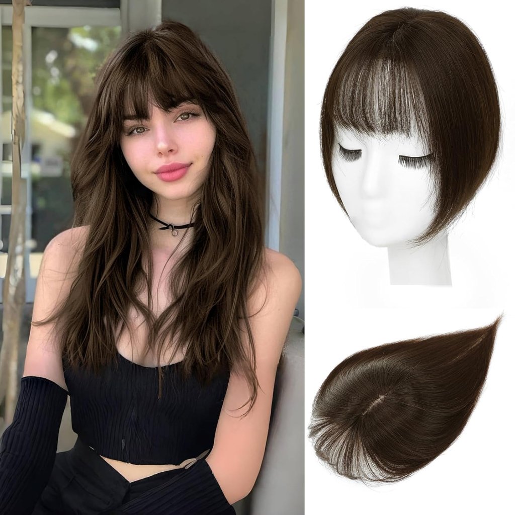 Hair Toppers for Women Real Human Hair 360°3D Bangs Hair Clip with Thinning Hair Realistic Scalp Line Hair Topper - Wigtrends