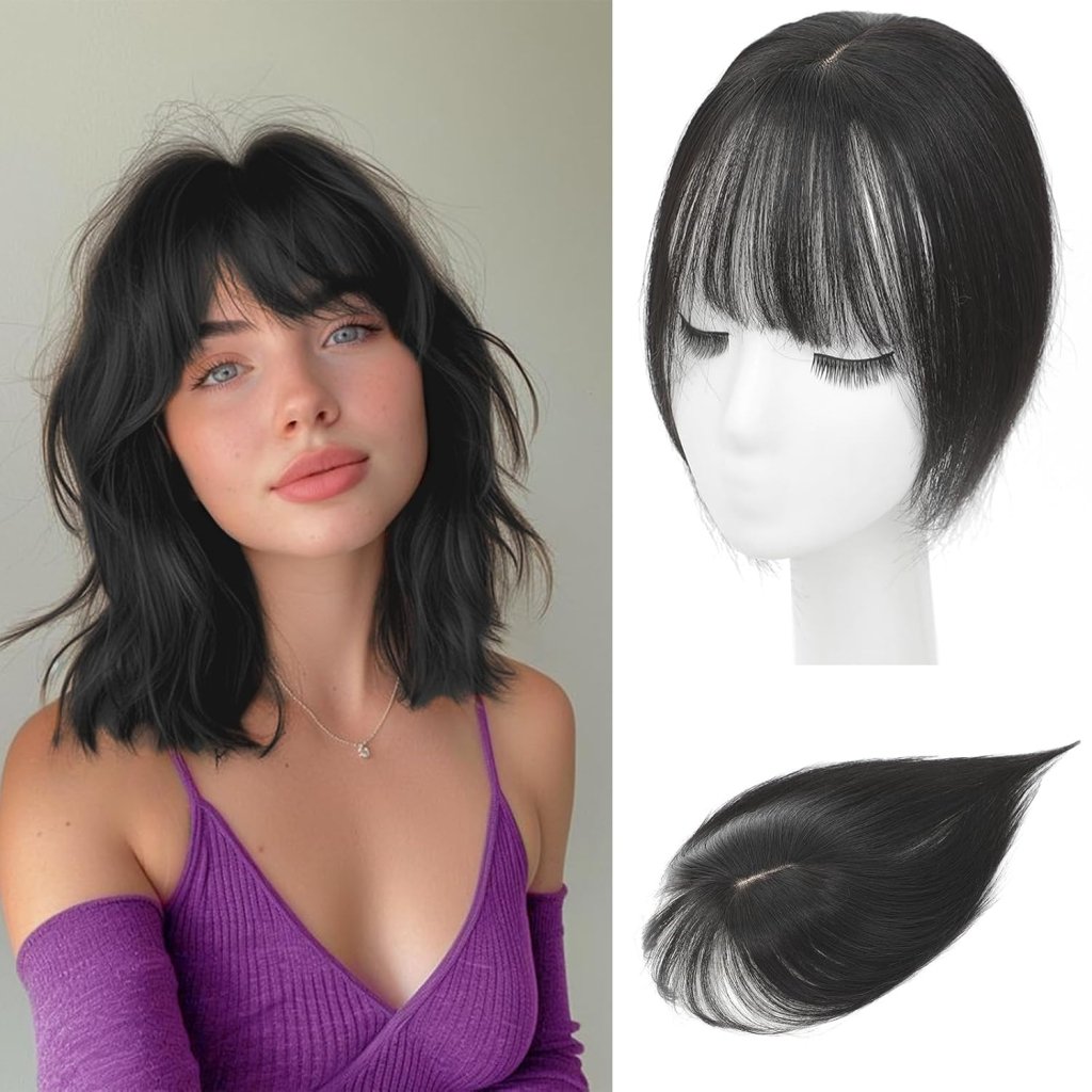 Hair Toppers for Women Real Human Hair 360°3D Bangs Hair Clip with Thinning Hair Realistic Scalp Line Hair Topper - Wigtrends