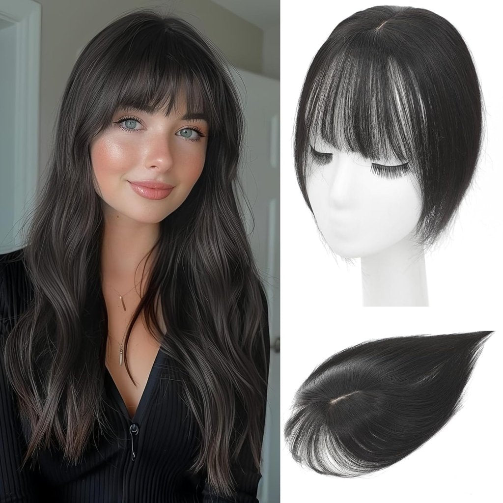 Hair Toppers for Women Real Human Hair 360°3D Bangs Hair Clip with Thinning Hair Realistic Scalp Line Hair Topper - Wigtrends