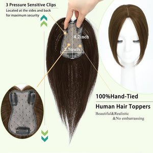 Hair Toppers for Women Real Human Hair 360°3D Bangs Hair Clip with Thinning Hair Realistic Scalp Line Hair Topper - Wigtrends