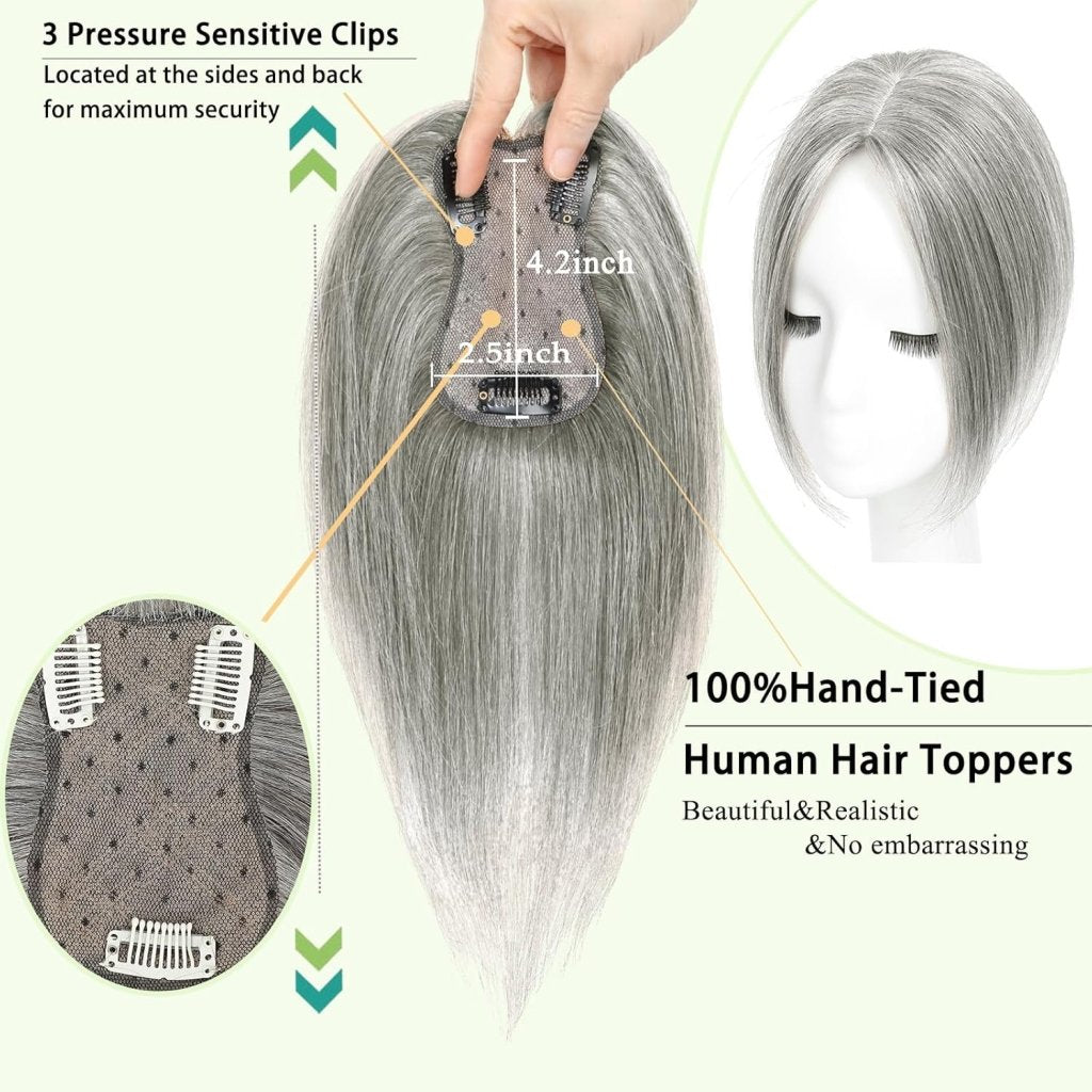 Hair Toppers for Women Real Human Hair 360°3D Bangs Hair Clip with Thinning Hair Realistic Scalp Line Hair Topper - Wigtrends